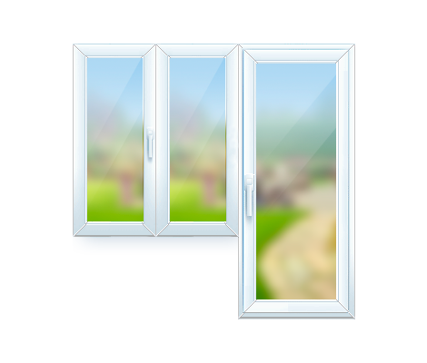 Балконный выход 2100х2200 мм 60-3 с форточкой двухкамерный двухсторонняя ламинация