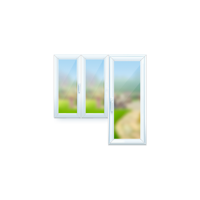 Балконный выход 2200x2100 мм 60-3 с форточкой однокамерный полностью стекло белые