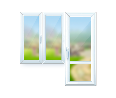 Балконный выход 2100x2200 мм 60-3 с форточкой двухкамерный стекло/сэндвич двухсторонняя ламинация