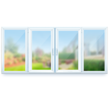 Окно ПВХ четырехсекционное 3000х1500 мм 70-6 двухкамерное двойная ламинация